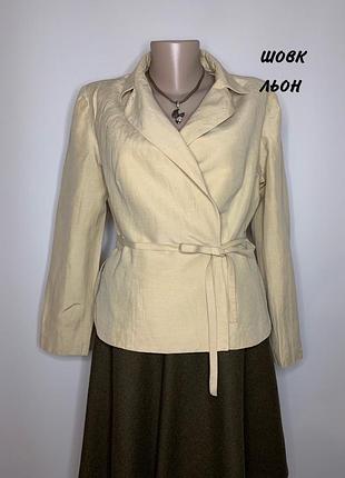 Блуза, жакетик на запах шовк льон alba moda