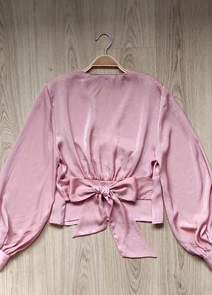 Воздушная сатиновая блуза на завязках /блуза с объёмными рукавами4 фото