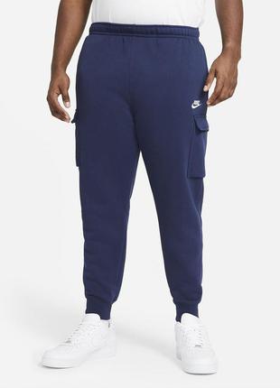 Штаны спортивные мужские nike sportswear club fleece cd3129-410 темно-синий размер s