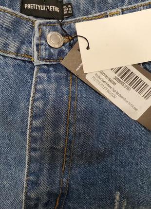 Розпродаж! джинсові блакитні шорти з рваними стегнами prettylittlething7 фото