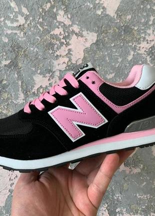 Женские кроссовки new balance 574 black pink / smb