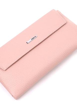 Місткий жіночий гаманець із натуральної шкіри karya 21358 рожевий