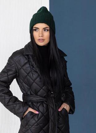 Демисезонное женское стеганное черное пальто сидней8 фото