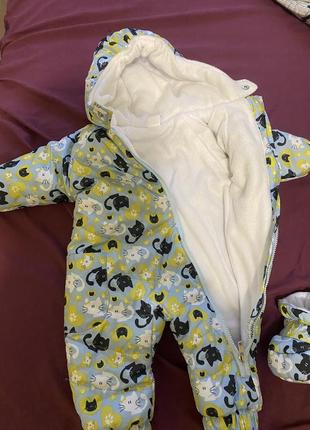 Демисезонный комбинезон детский одягайко 68 см синий принт6 фото