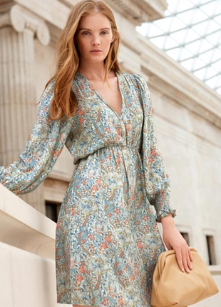 Платье мини цветочное нежно голубое винтажное next morris & co