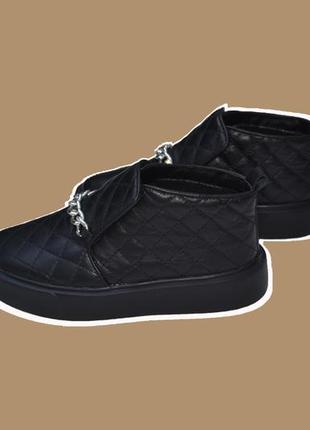 Натуральні жіночі черевики 🌷 в чорному кольорі6 фото