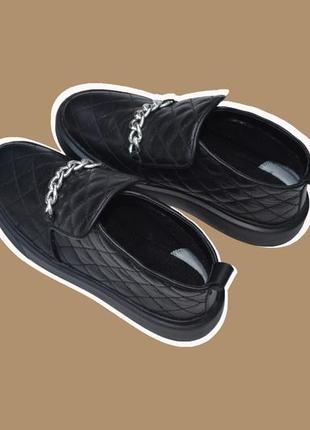 Натуральні жіночі черевики 🌷 в чорному кольорі4 фото