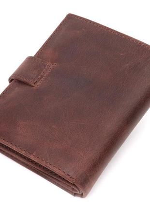 Небольшой мужской кошелек в винтажной коже karya 21387 коричневый2 фото