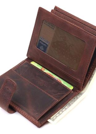 Небольшой мужской кошелек в винтажной коже karya 21387 коричневый6 фото