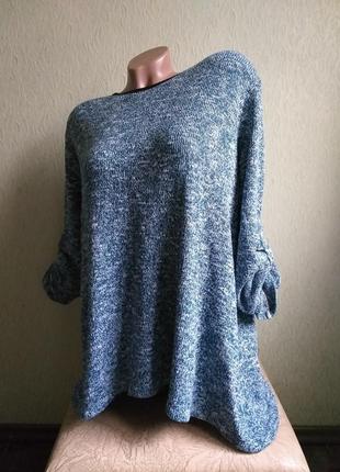 Теплая туника. свитшот. пуловер. свитер. лонгслив. синий меланж.6 фото