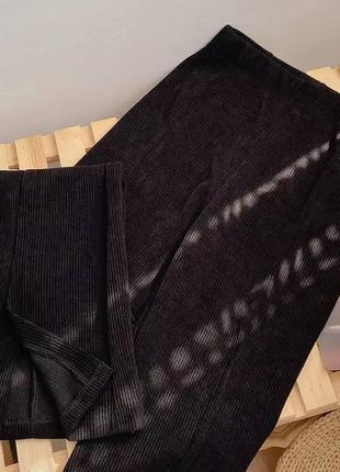 Вельветовые брюки с разрезами по низу черный s-xl