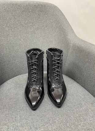 Эксклюзивные ботильоны из натуральной итальянской кожи и замша женские на каблуке нарядные