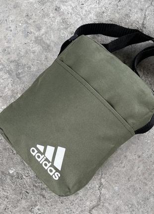 Барсетка adidas хакі (біле лого)