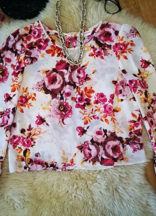Шикарна блуза сорочка в квіти з відкритою спиною miss selfridge 40(12)2 фото