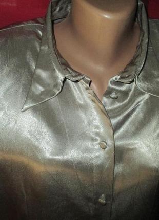 Приличная приталеная блуза,серебро,пог55см7 фото