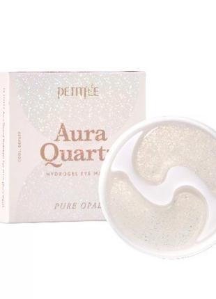 Гидрогелевые патчи с протеинами жемчуга и пудрой опала petitfee aura quartz hydrogel eye mask pure opal