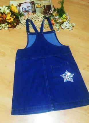 Мега-крутной, якорный, джинсовый детский сарафан джинс нашивки патчи пайетки более...