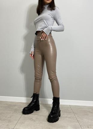 Лосіни з екошкіри шкіряні брюки штани легінси7 фото