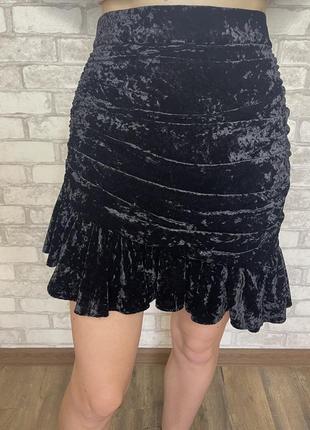 Черная велюровая юбки zara1 фото