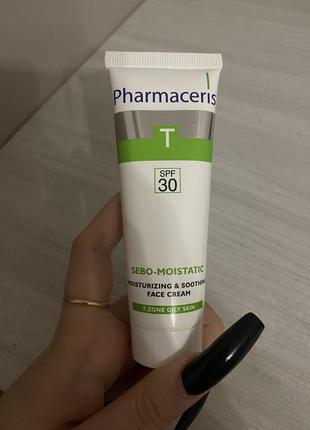 Pharmaceris sebo-moistatic cream spf30, увлажняющий крем для кожи лица после антиакне терапии3 фото