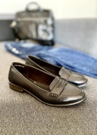 Черные туфли низкий каблук кожаные 371 фото