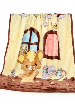 Детский плюшевый плед/одеяло для малышей разноцветный в кроватку/коляску 100х110 см