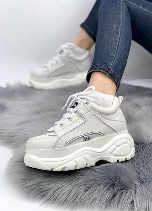 Шикарні жіночі кросівки на платформі buffalo london white 😍 (весна/ літо/ осінь)