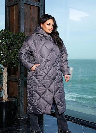 Зимове жіноче пальто великі розміри3 фото