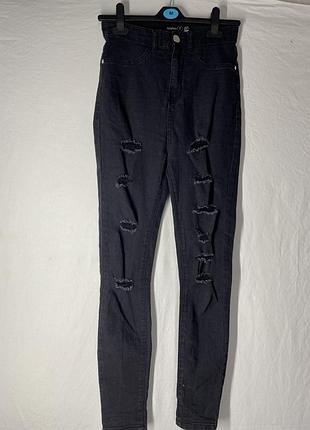 Чорні джинси з високою посадкою 10 розміру