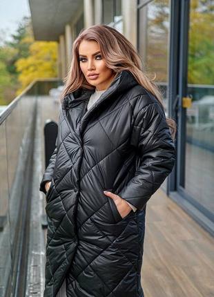 Зимове жіноче пальто великі розміри2 фото