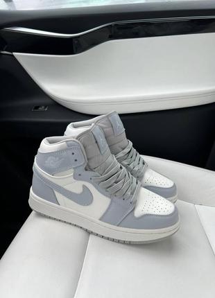 Женские кожаные кроссовки хайтопы nike air jordan 1 retro blue