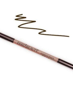 Стійкий восковий олівець для брів зі щіточкою (темно-коричневий1 фото