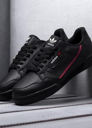 Мужские кроссовки кеды из натуральной кожи, кожаные adidas continental 80 black