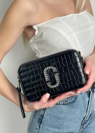 Сумка marc jacobs  croc embossed bag black1 фото