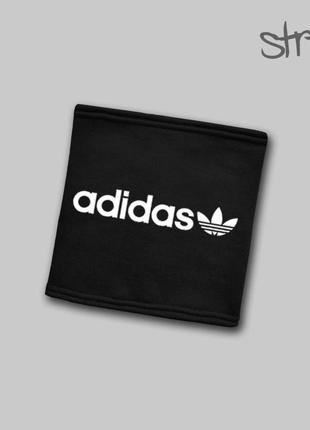 Чоловічий баф зимовий adidas (адидас) утеплений чорний  ⁇  шарф-баф теплий на флісі9 фото