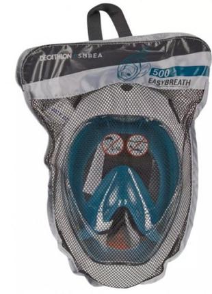 Полнолицевая маска для плавания, ныряния, снорклинга subea easybreath 500 s/m аквамарин7 фото