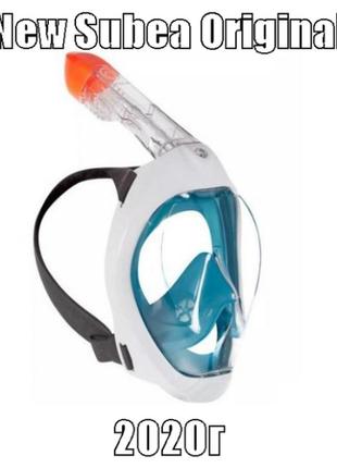Повнолицьова маска для плавання, пірнання, снорклінгу subea easybreath 500 s/m аквамарин1 фото
