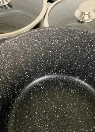 Набор кастрюль edenberg с мраморным покрытием из 8 предметов и толстым дном. набор кухонной посуды eb-74235 фото