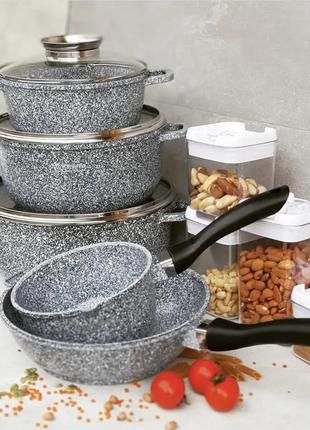 Набор кухонной посуды 10 предметов edenberg eb-8012 набор кастрюль котлов с гранитным антипригарным покрытием