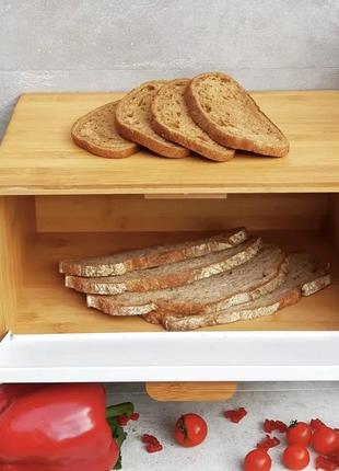 Стильна хлібниця 36x26x23см на кухню edenberg eb-124 хлібниця дерев'яна з відкидною кришкою5 фото