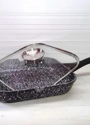 Сковорода гриль із гранітним антипригарним покриттям 24 см edenberg eb-3307 сковорода з товстим дном2 фото
