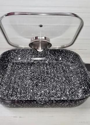 Сковорода гриль із гранітним антипригарним покриттям 24 см edenberg eb-3307 сковорода з товстим дном4 фото