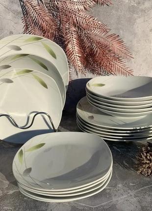 Сервіз столовий фарфоровий 18 предметів edenberg eb-501 набір посуду тарілок квадратних 6 персон5 фото