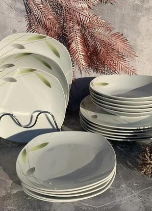 Сервіз столовий фарфоровий 18 предметів edenberg eb-501 набір посуду тарілок квадратних 6 персон6 фото