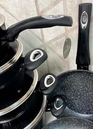 Набір каструль edenberg із мармуровим покриттям 15 предметів. набір кухонного посуду eb-56115 фото