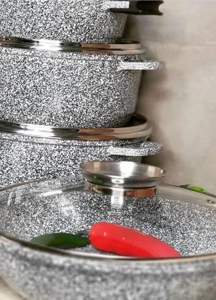 Набір посуду з мармуровим покриттям 14 предметів edenberg eb-80403 фото