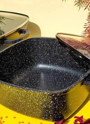 Набор кастрюль казанов с мраморным антипригарным покрытием ев-8141 набор кухонной посуды 6 предметов черный8 фото