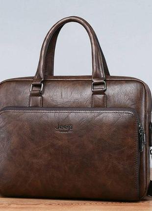 Мужской деловой портфель для документов формат а4, мужская сумка для планшета ноутбука темно-коричневый
