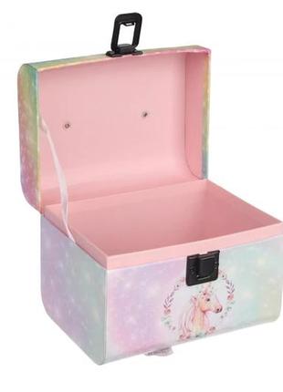 Подарункові коробочки у вигляді скриньки "єдиноріг" рожеві, розмір. l: 22х17х17,8 см (комплект 2 шт)2 фото