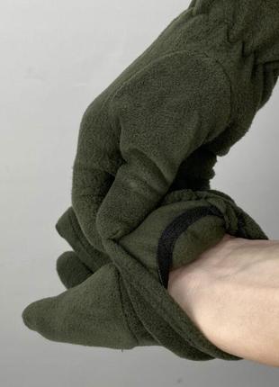Зимові теплі флісові рукавички fleece polar-240 олива (le2605)
